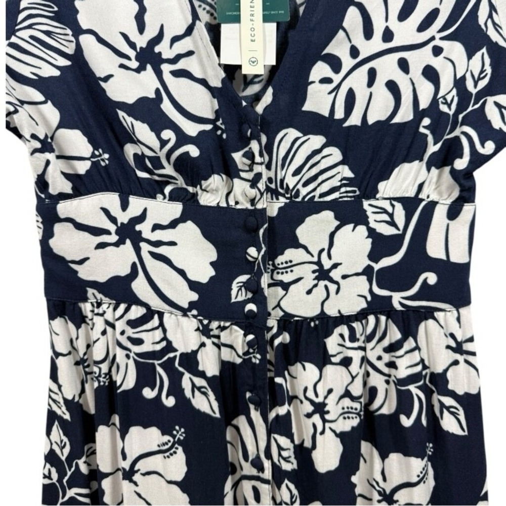 NWT Roxy Tropical Floral Ocean Echo Maxi Button Down Shirt Dress Navy Size XL‎ - Picture 11 of 15